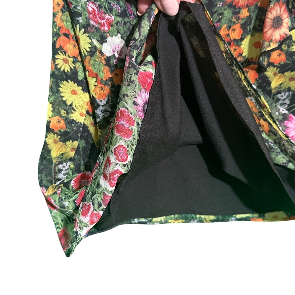 Ted Baker Amell Floral Ruffle Blouse Black Garden Print‎ Cottagecore Sz 4 US 10 - Picture 10 of 16